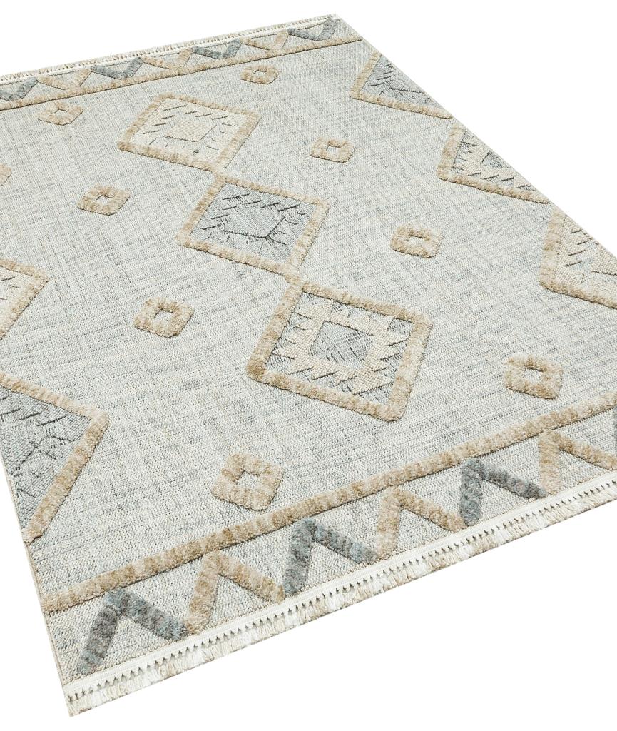 Vesta Scandinavian and Embossed Patterned Beige Area Rug 9542