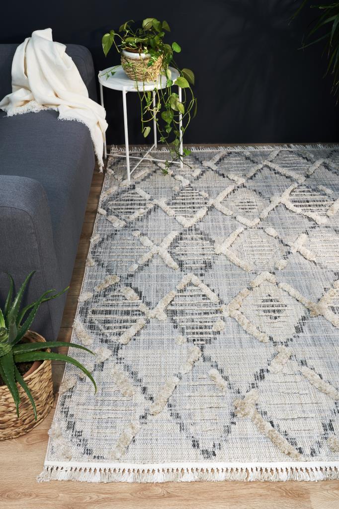 Vesta Scandinavian and Embossed Patterned Beige Area Rug 9561