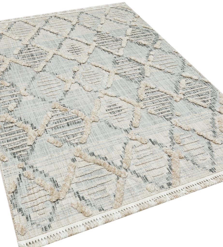Vesta Scandinavian and Embossed Patterned Beige Area Rug 9561