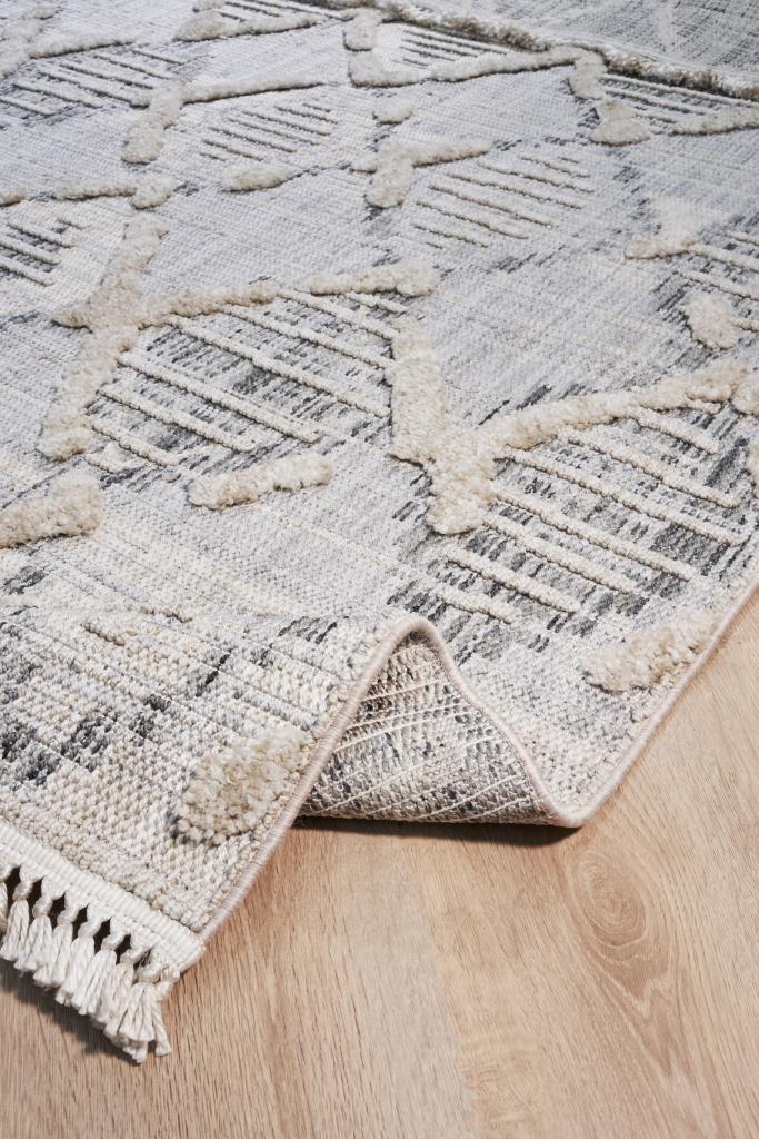 Vesta Scandinavian and Embossed Patterned Beige Area Rug 9561