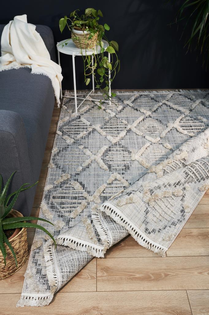 Vesta Scandinavian and Embossed Patterned Beige Area Rug 9561