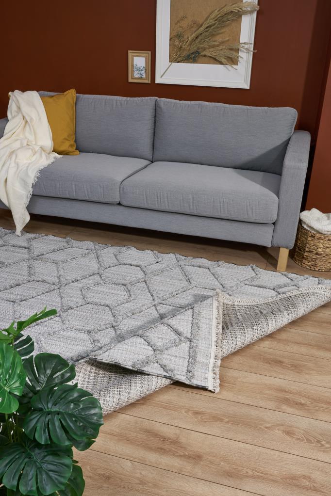 Vesta Scandinavian and Embossed Patterned Gray Area Rug 9523