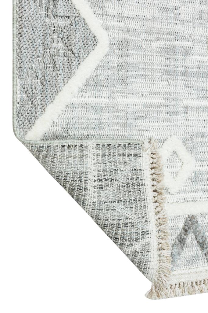 Vesta Scandinavian and Embossed Patterned White Area Rug 9541