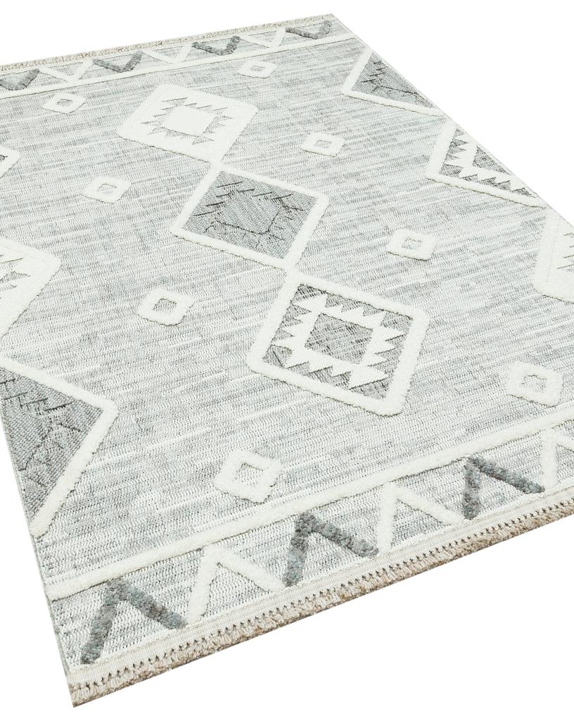 Vesta Scandinavian and Embossed Patterned White Area Rug 9541