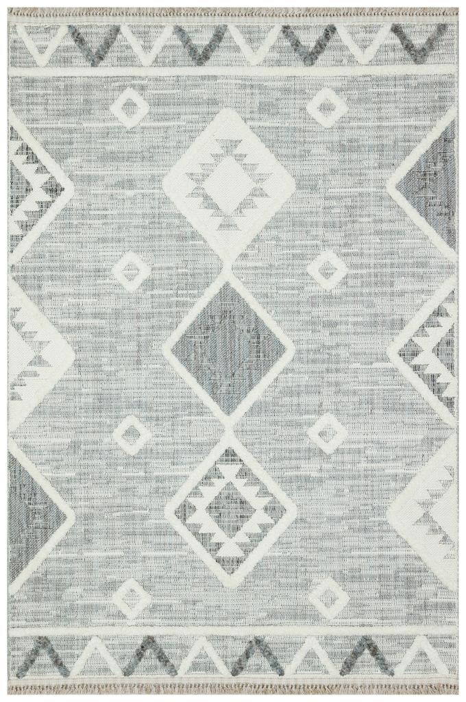 Vesta Scandinavian and Embossed Patterned White Area Rug 9541