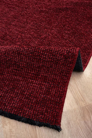 Zenith Washable Plain Pattern Red Rug 8908