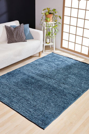 Zenith Washable Plain Pattern Turquoise Rug 8906