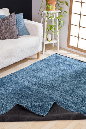 Zenith Washable Plain Pattern Turquoise Rug 8906