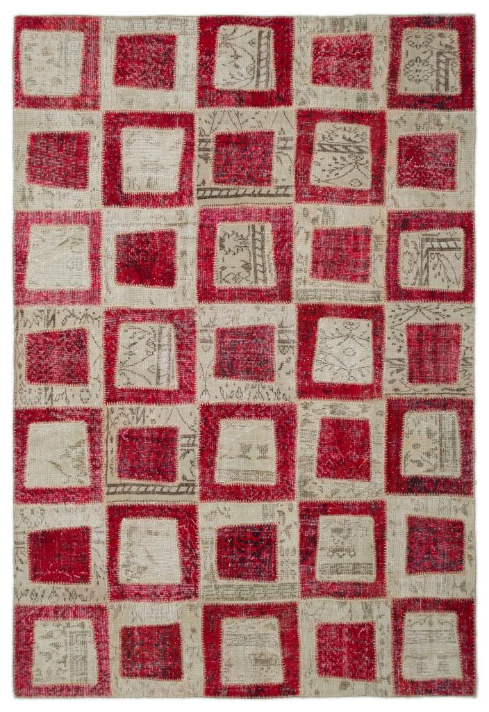 Apex Patchwork Carpet Red 21041 190 x 280 cm