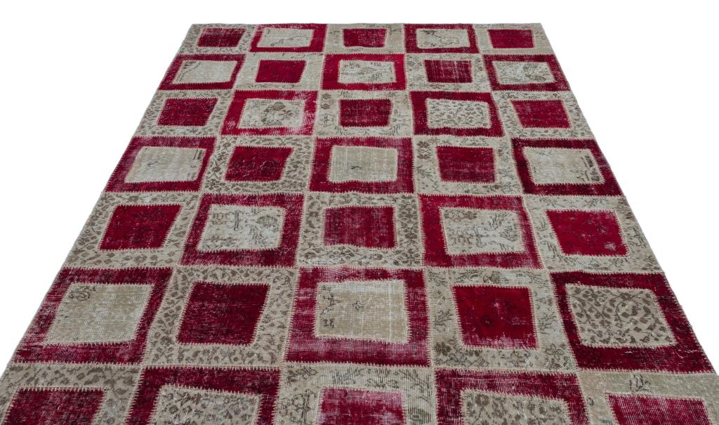 Apex Patchwork Carpet Red 26800 191 x 281 cm
