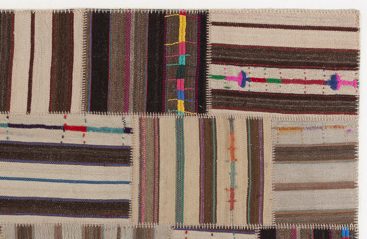 Naturel Over Dyed Kilim Patchwork Unique Rug 5&#39;3&#39;&#39; x 7&#39;7&#39;&#39; ft 160 x 230 cm