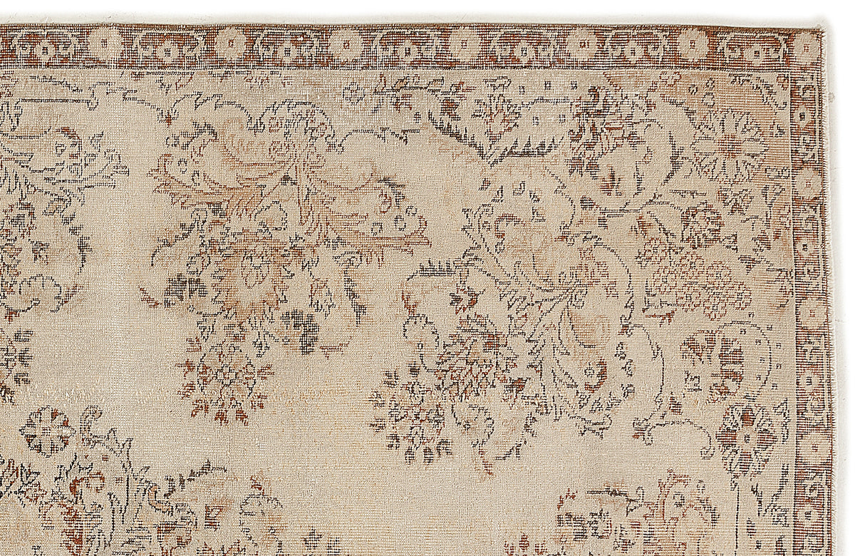Beige Over Dyed Vintage Rug 6&#39;8&#39;&#39; x 9&#39;7&#39;&#39; ft 203 x 293 cm