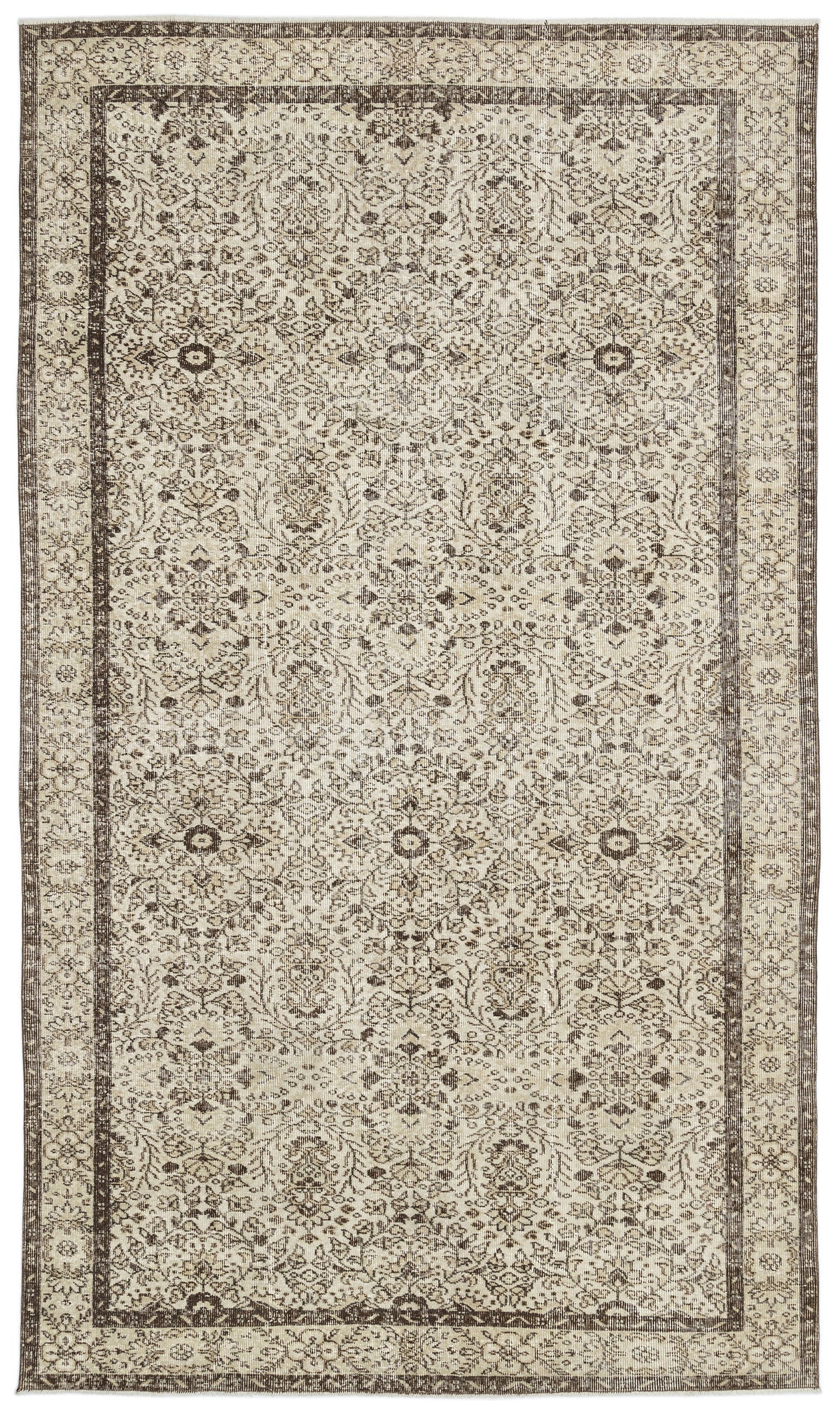 Beige Over Dyed Vintage Rug 5&#39;9&#39;&#39; x 9&#39;9&#39;&#39; ft 175 x 296 cm