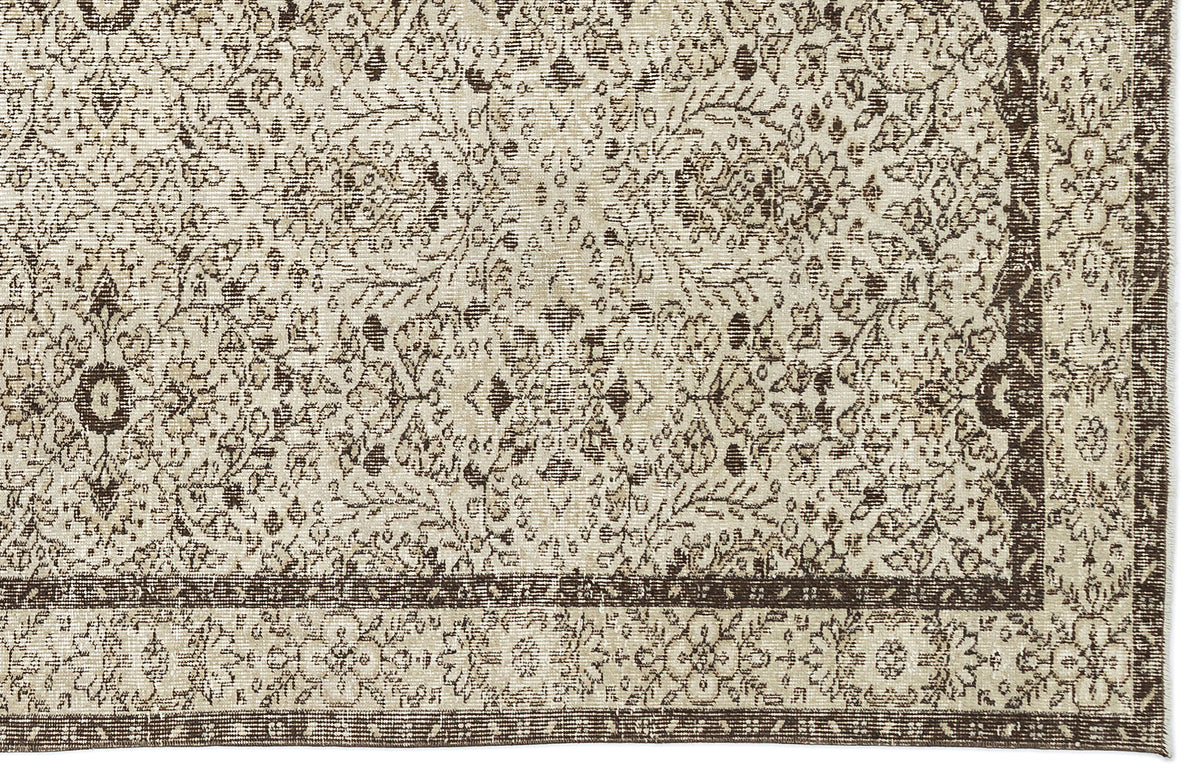 Beige Over Dyed Vintage Rug 5&#39;9&#39;&#39; x 9&#39;9&#39;&#39; ft 175 x 296 cm