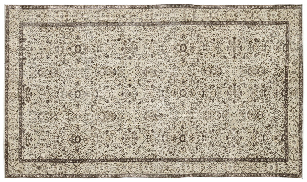Beige Over Dyed Vintage Rug 5&#39;9&#39;&#39; x 9&#39;9&#39;&#39; ft 175 x 296 cm