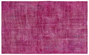 Fuchsia Over Dyed Vintage Rug 5'3'' x 8'5'' ft 159 x 257 cm