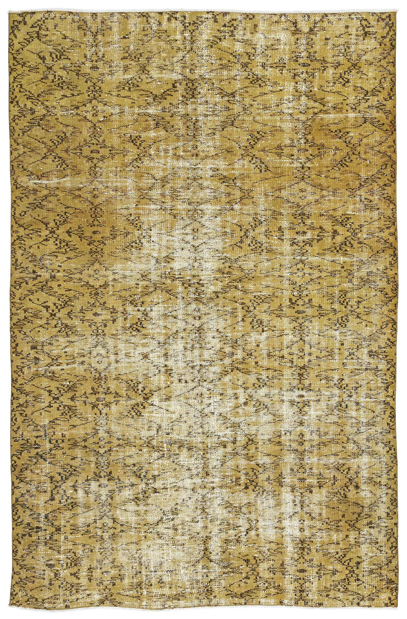 Yellow Over Dyed Vintage Rug 5'10'' x 8'7'' ft 178 x 261 cm