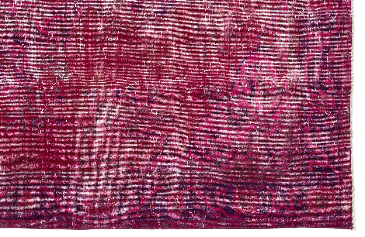 Fuchsia Over Dyed Vintage Rug 5&#39;7&#39;&#39; x 9&#39;1&#39;&#39; ft 171 x 278 cm