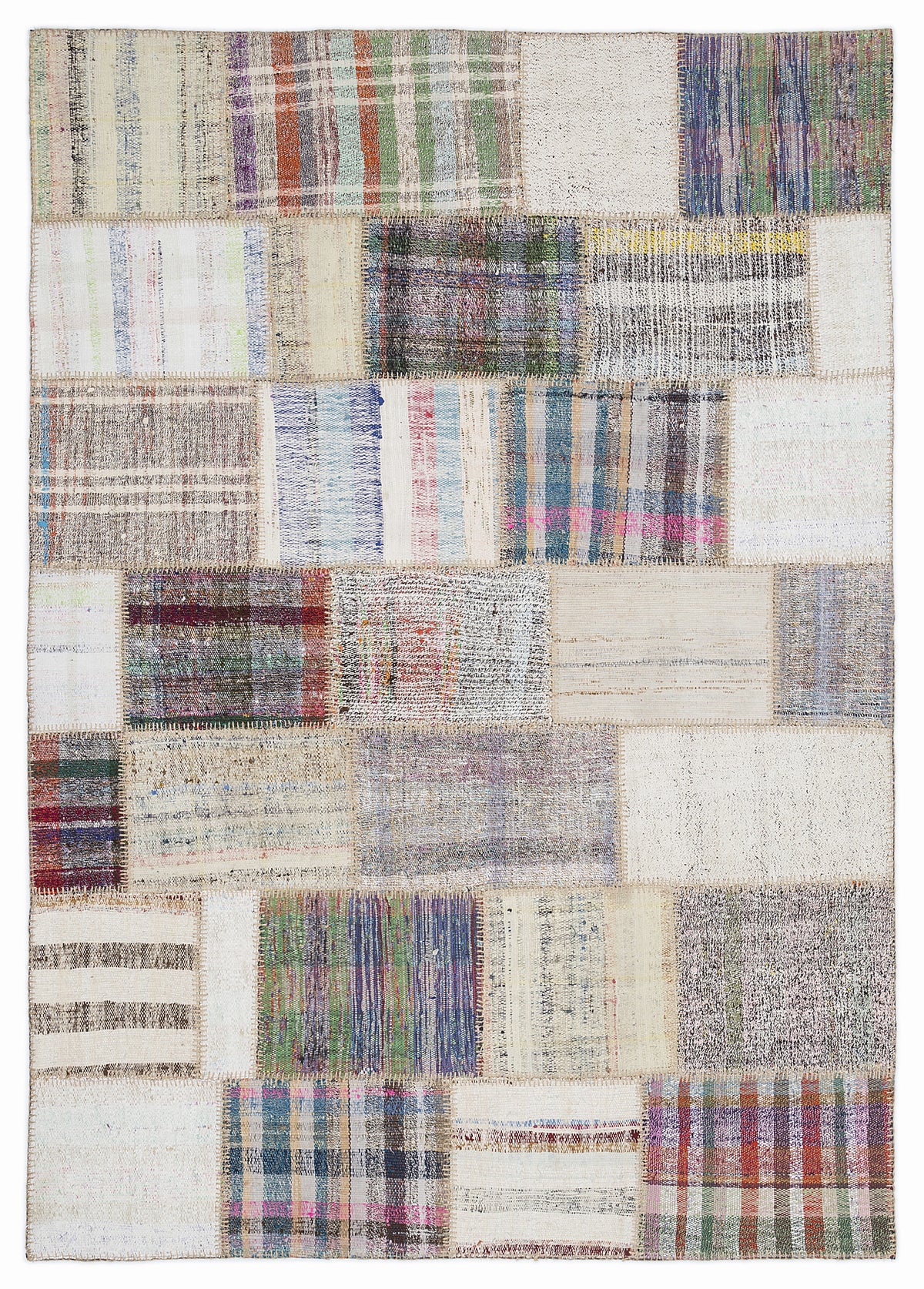 Striped Over Dyed Kilim Patchwork Unique Rug 5&#39;3&#39;&#39; x 7&#39;7&#39;&#39; ft 160 x 230 cm