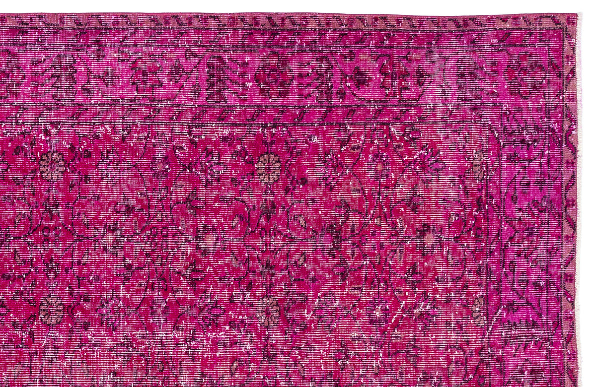 Fuchsia Over Dyed Vintage Rug 5&#39;7&#39;&#39; x 8&#39;10&#39;&#39; ft 170 x 269 cm