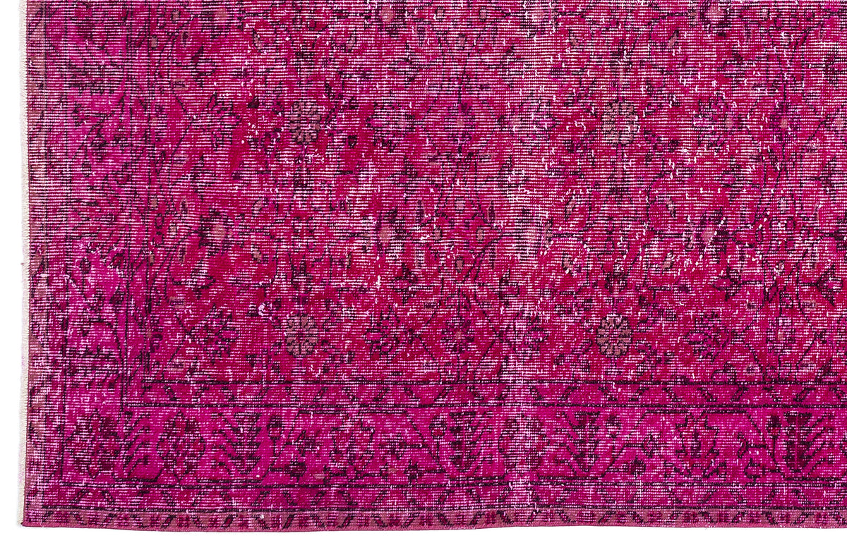 Fuchsia Over Dyed Vintage Rug 5&#39;7&#39;&#39; x 8&#39;10&#39;&#39; ft 170 x 269 cm