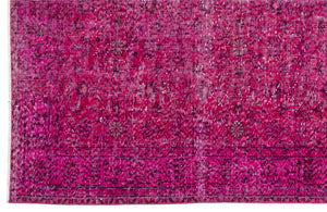 Fuchsia Over Dyed Vintage Rug 5'7'' x 8'10'' ft 170 x 269 cm