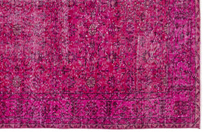 Fuchsia Over Dyed Vintage Rug 5'7'' x 8'10'' ft 170 x 269 cm