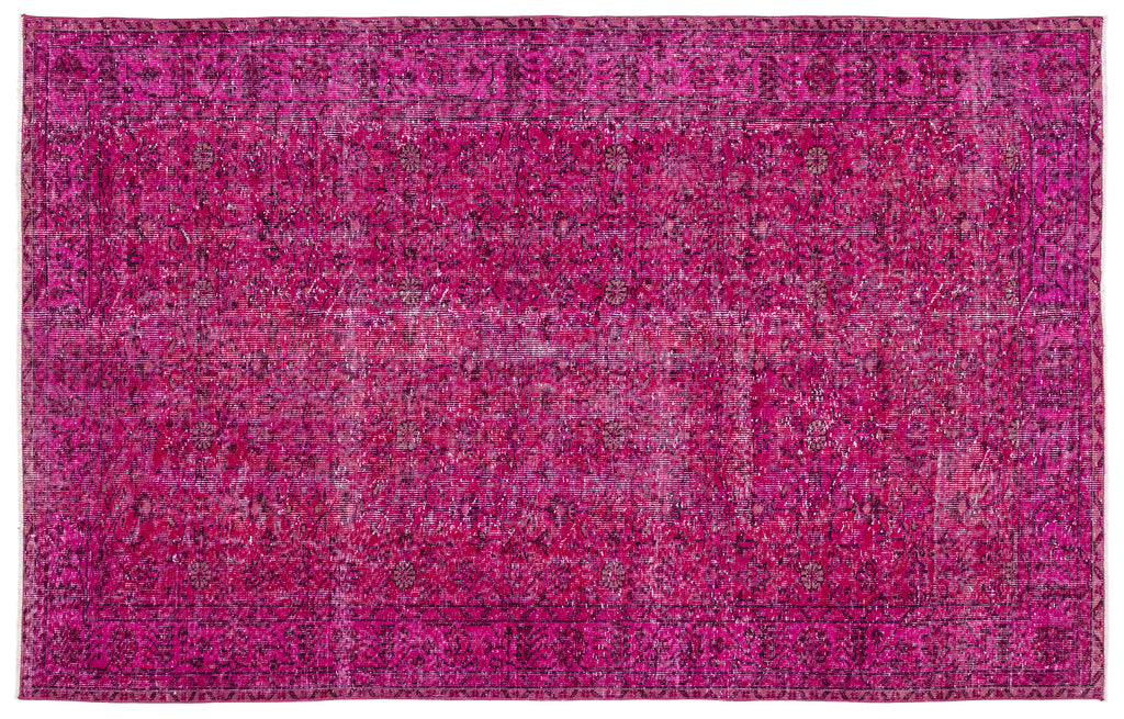Fuchsia Over Dyed Vintage Rug 5'7'' x 8'10'' ft 170 x 269 cm