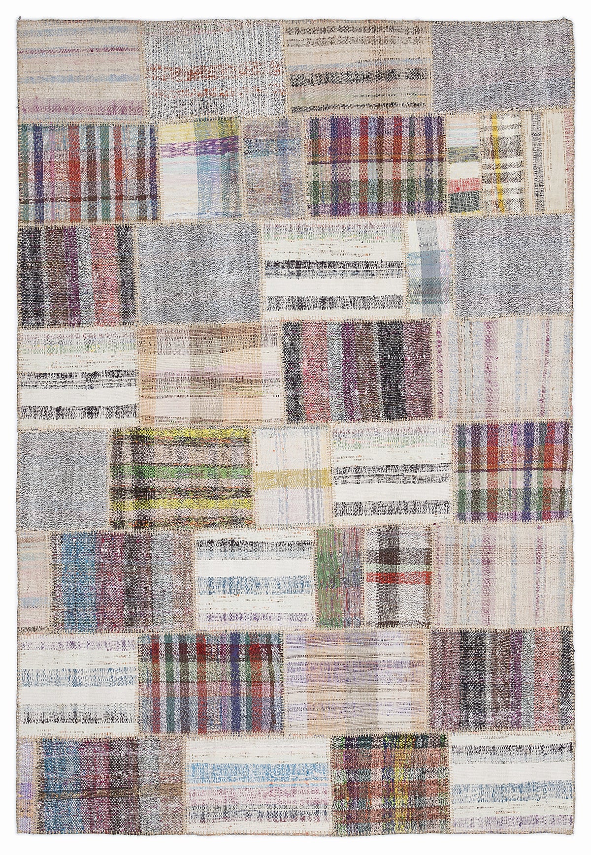Striped Over Dyed Kilim Patchwork Unique Rug 5&#39;3&#39;&#39; x 7&#39;7&#39;&#39; ft 160 x 230 cm