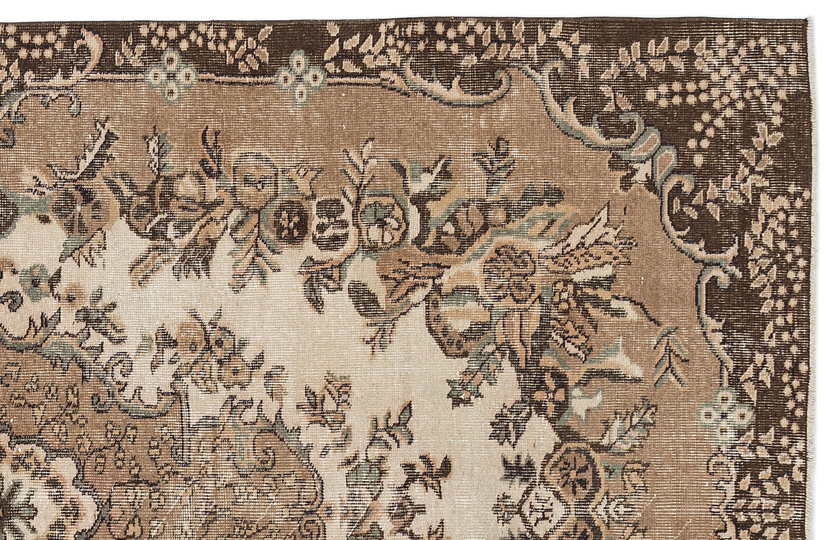 Brown Over Dyed Vintage Rug 5&#39;8&#39;&#39; x 9&#39;1&#39;&#39; ft 172 x 277 cm
