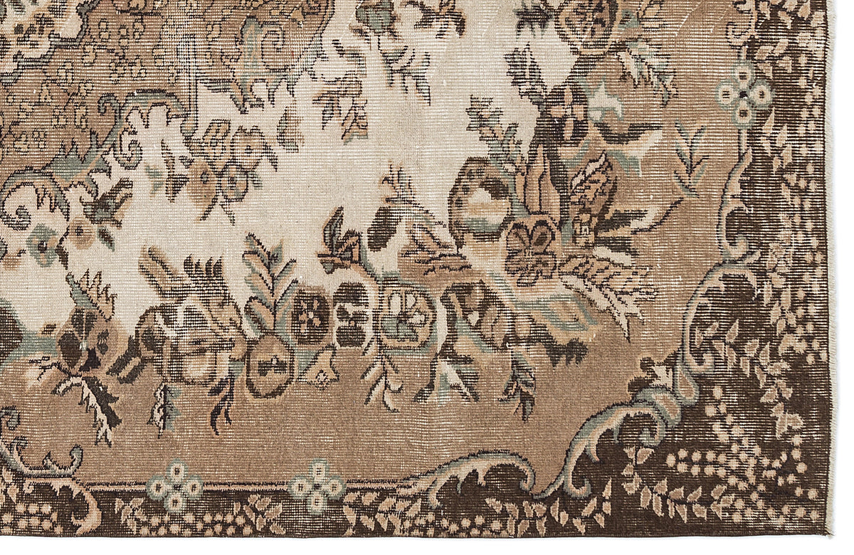 Brown Over Dyed Vintage Rug 5&#39;8&#39;&#39; x 9&#39;1&#39;&#39; ft 172 x 277 cm