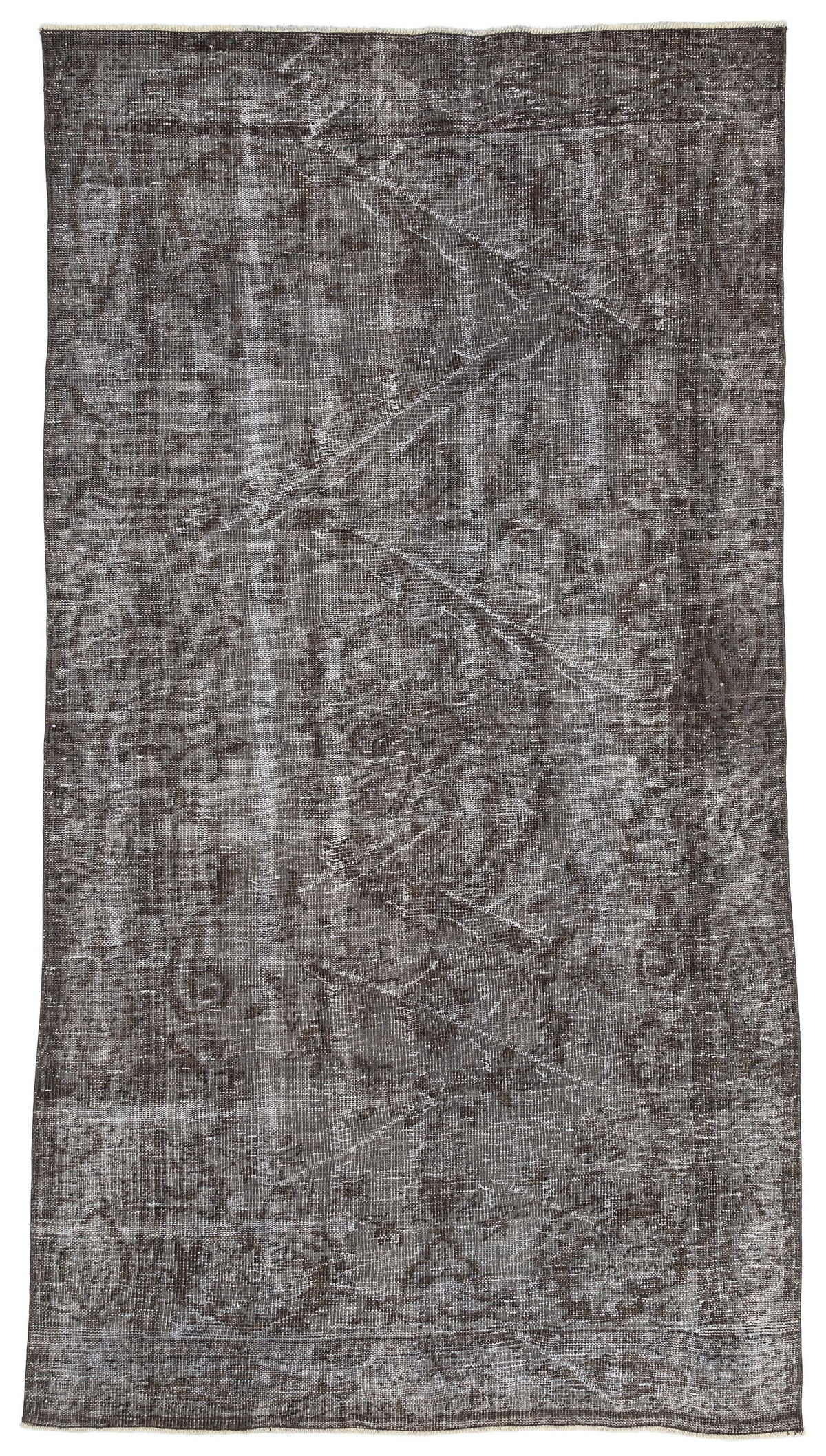 Gray Over Dyed Vintage Rug 5&#39;5&#39;&#39; x 9&#39;7&#39;&#39; ft 164 x 292 cm