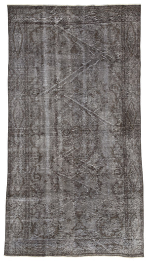 Gray Over Dyed Vintage Rug 5'5'' x 9'7'' ft 164 x 292 cm