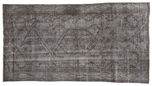 Gray Over Dyed Vintage Rug 5'5'' x 9'7'' ft 164 x 292 cm