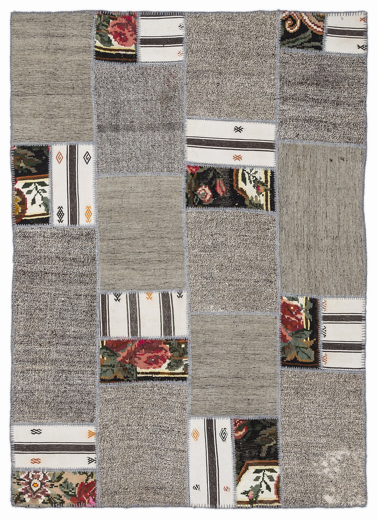 Karabakh Over Dyed Kilim Patchwork Unique Rug 5&#39;3&#39;&#39; x 7&#39;7&#39;&#39; ft 160 x 230 cm