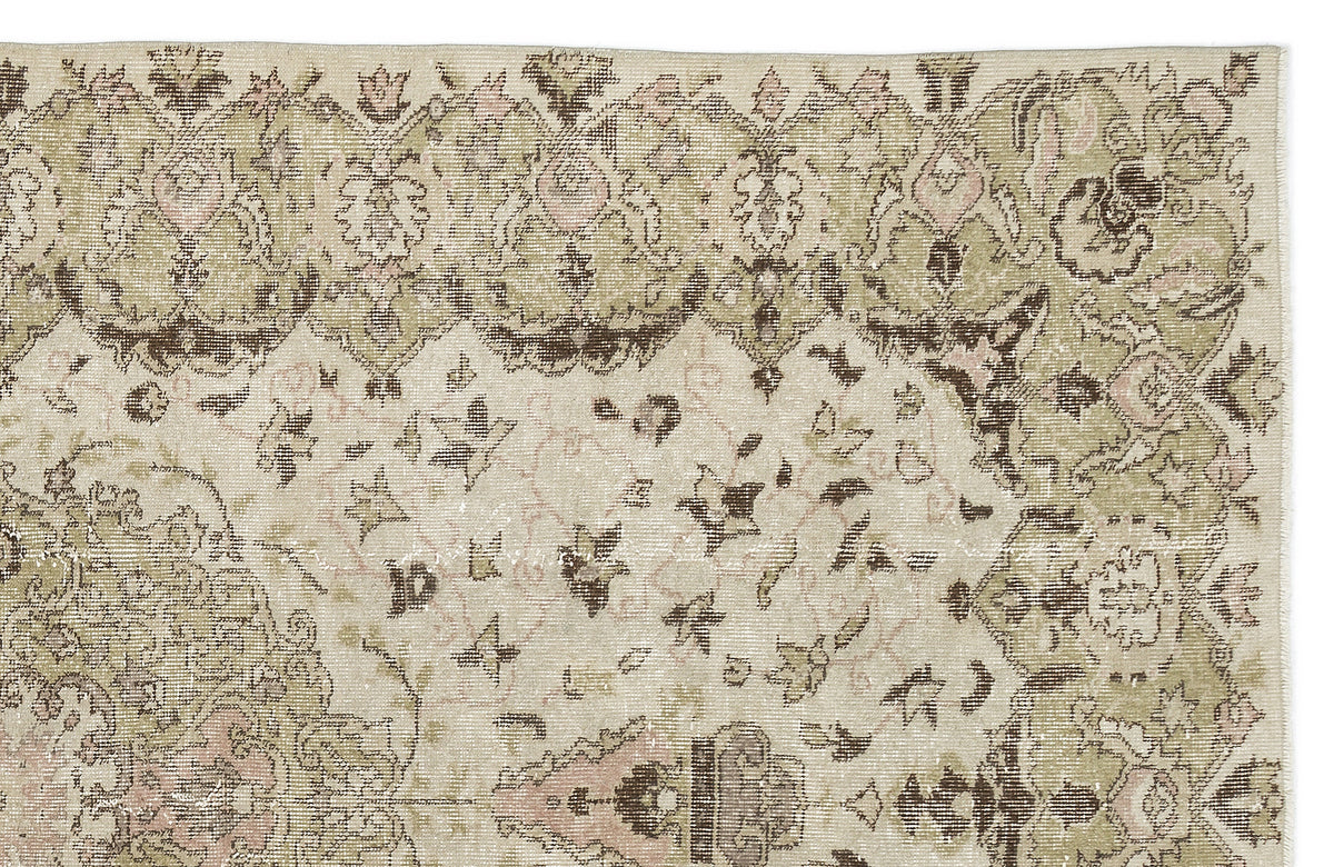 Beige Over Dyed Vintage Rug 5'9'' x 8'12'' ft 174 x 274 cm