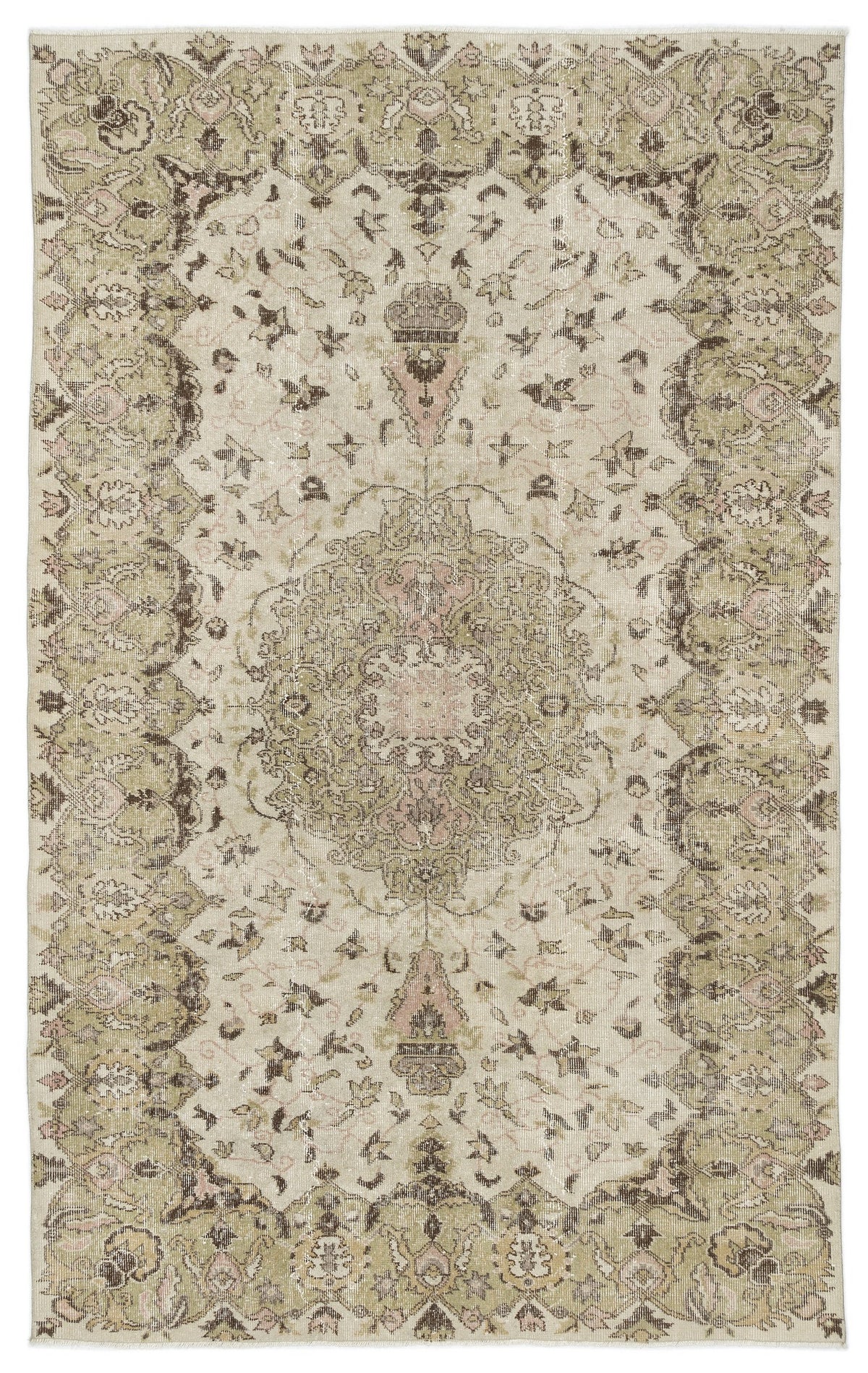 Beige Over Dyed Vintage Rug 5'9'' x 8'12'' ft 174 x 274 cm