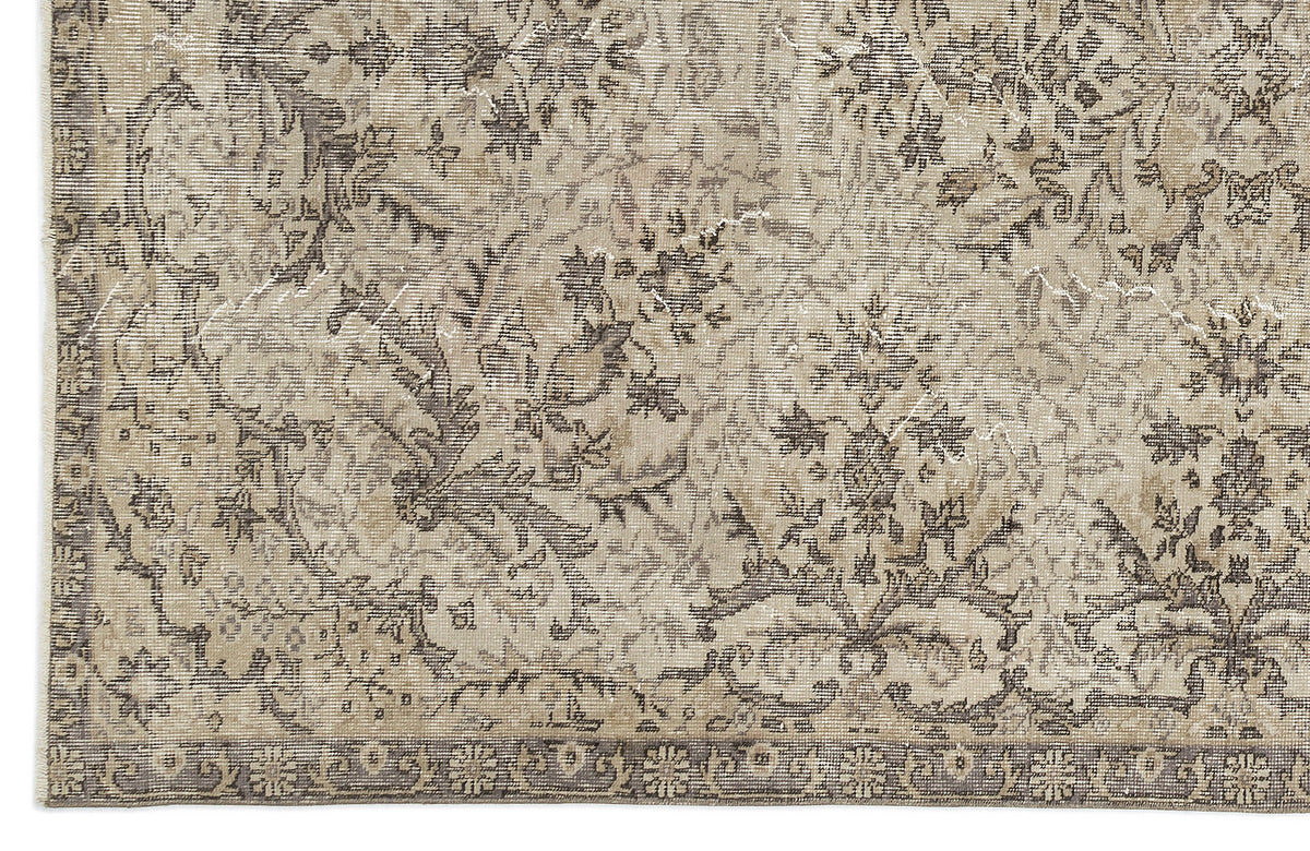 Beige Over Dyed Vintage Rug 5&#39;8&#39;&#39; x 9&#39;3&#39;&#39; ft 173 x 281 cm