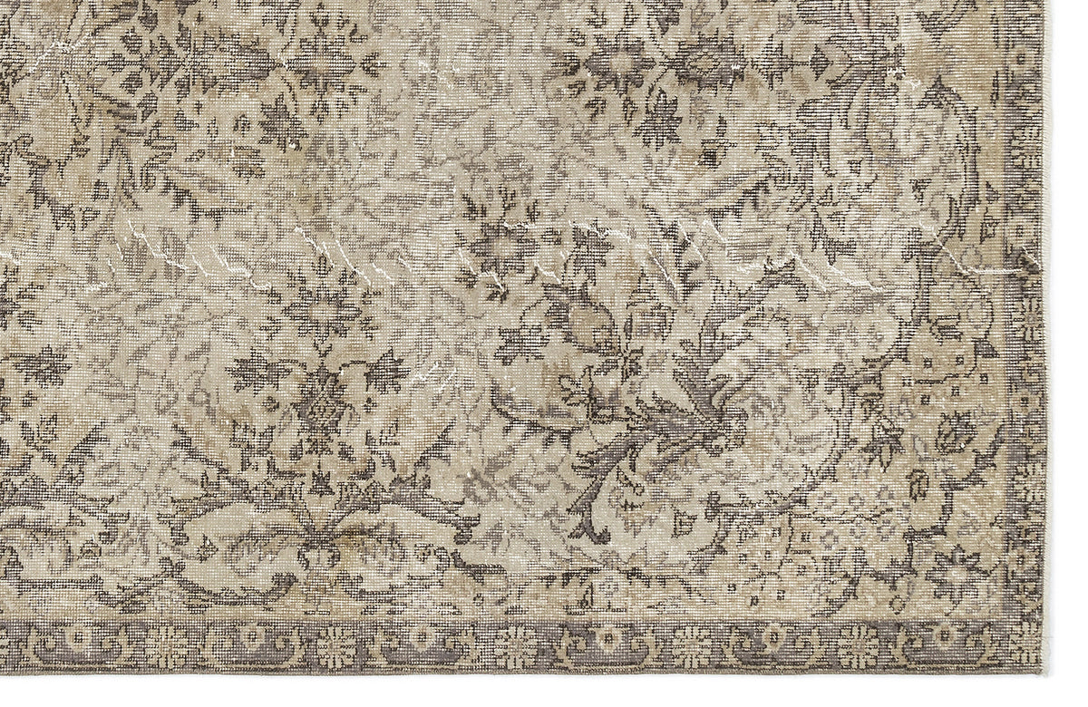 Beige Over Dyed Vintage Rug 5&#39;8&#39;&#39; x 9&#39;3&#39;&#39; ft 173 x 281 cm