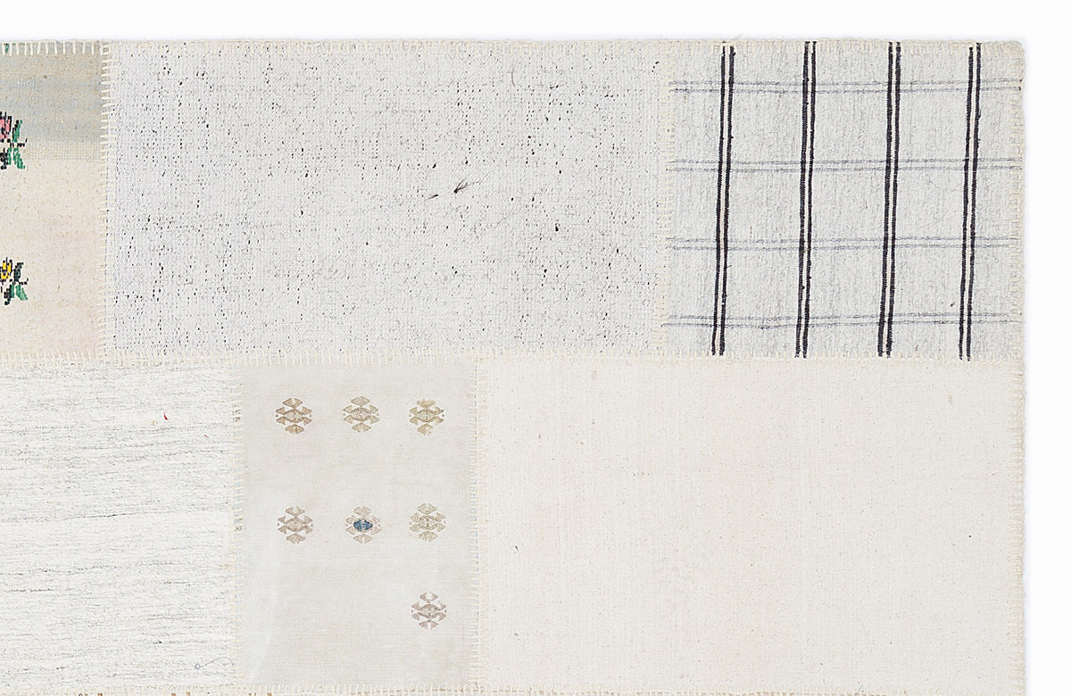 Striped Over Dyed Kilim Patchwork Unique Rug 5&#39;3&#39;&#39; x 7&#39;7&#39;&#39; ft 160 x 230 cm