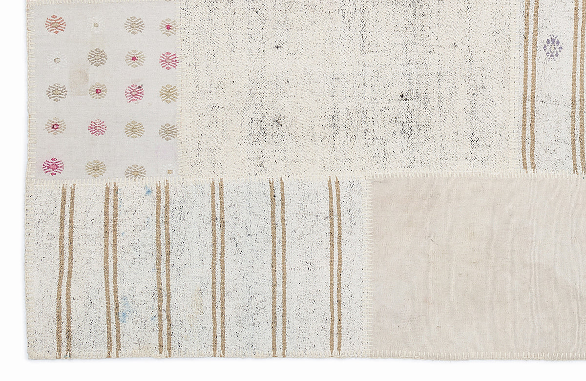 Striped Over Dyed Kilim Patchwork Unique Rug 5&#39;3&#39;&#39; x 7&#39;7&#39;&#39; ft 160 x 230 cm