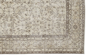 Beige Over Dyed Vintage Rug 6'4'' x 9'5'' ft 192 x 287 cm