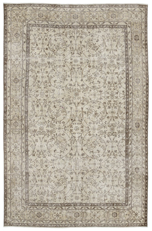 Beige Over Dyed Vintage Rug 6'4'' x 9'5'' ft 192 x 287 cm