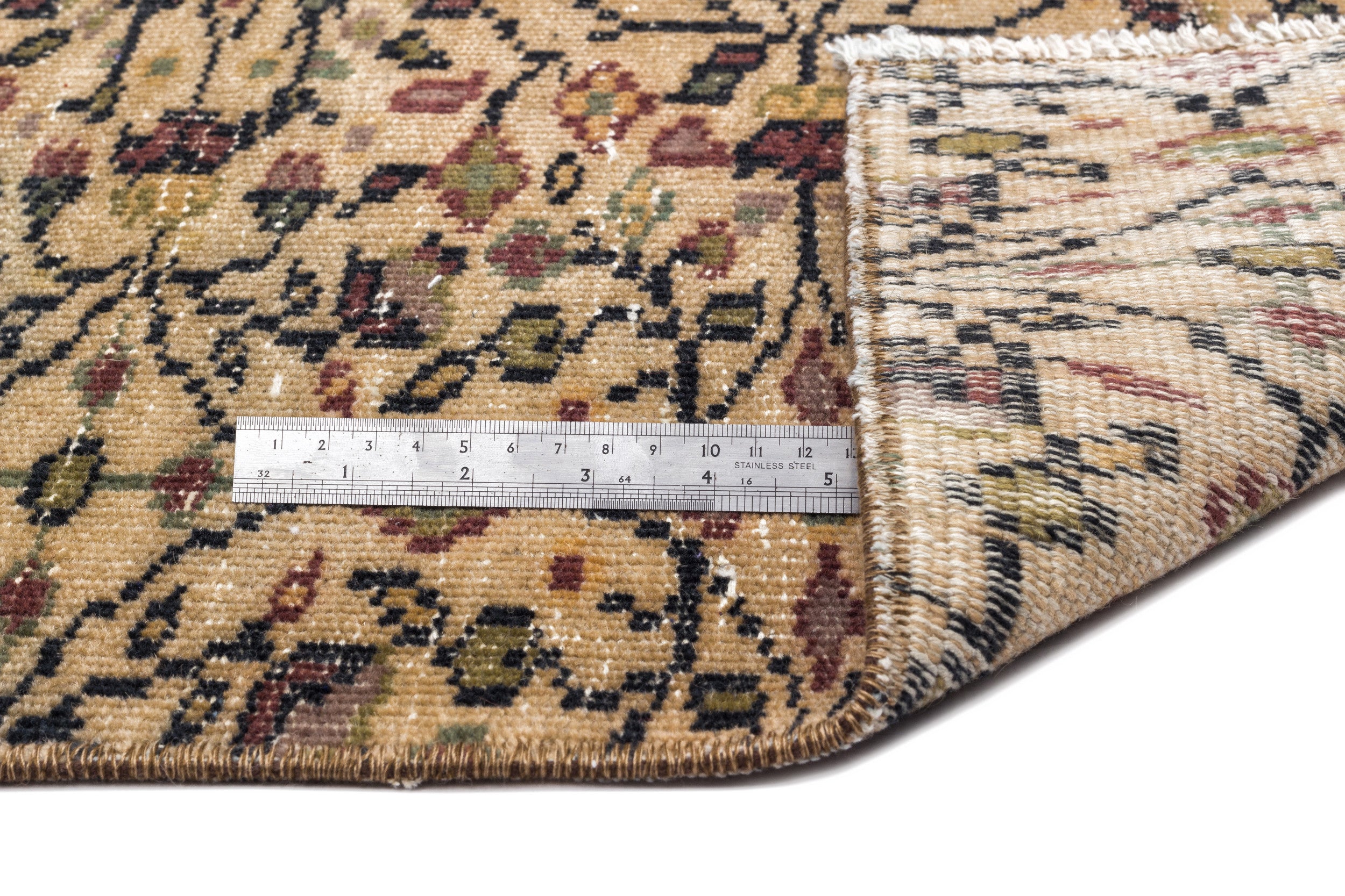 Naturel Over Dyed Vintage Rug 5'3'' x 9'1'' ft 160 x 277 cm