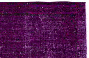 Fuchsia Over Dyed Vintage Rug 5'10'' x 8'10'' ft 178 x 268 cm