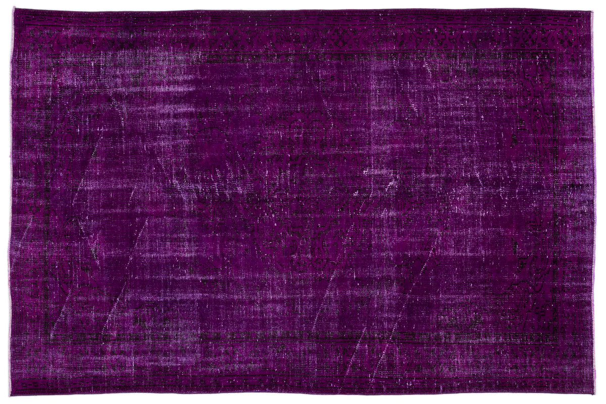 Fuchsia Over Dyed Vintage Rug 5&#39;10&#39;&#39; x 8&#39;10&#39;&#39; ft 178 x 268 cm