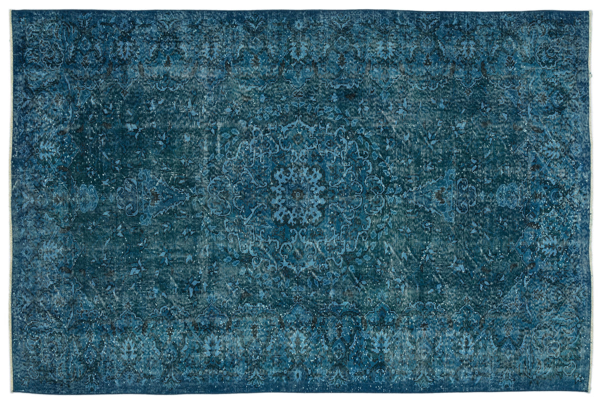 Turquoise  Over Dyed Carved Rug 5&#39;10&#39;&#39; x 8&#39;9&#39;&#39; ft 177 x 266 cm