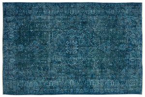 Turquoise  Over Dyed Carved Rug 5'10'' x 8'9'' ft 177 x 266 cm