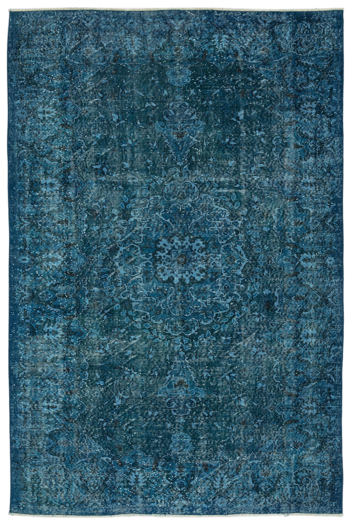 Turquoise  Over Dyed Carved Rug 5&#39;10&#39;&#39; x 8&#39;9&#39;&#39; ft 177 x 266 cm