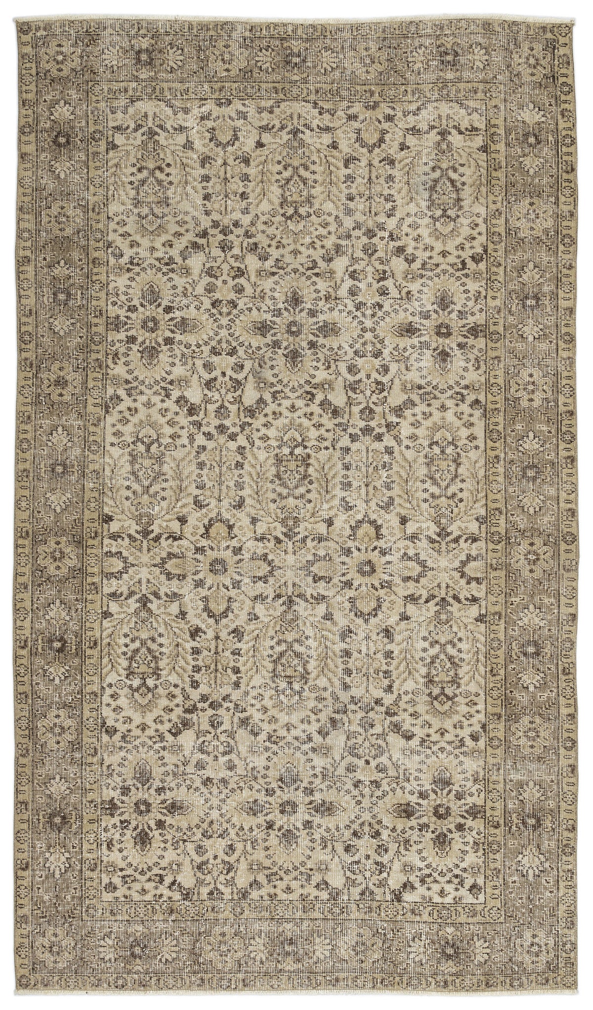 Beige Over Dyed Vintage Rug 5&#39;1&#39;&#39; x 8&#39;10&#39;&#39; ft 154 x 269 cm
